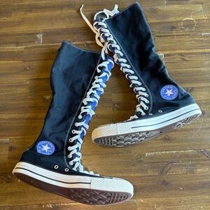 Converse XXHi Knee Hight Lace Up Sneakers Black Rare Blue Star Unisex 8 1/2 10
